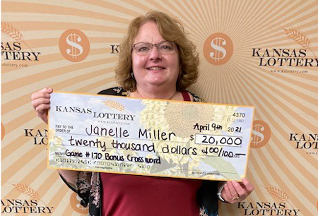 Janell Miller of Topeka won $20,000 thanks to her husband's thoughtfulness!