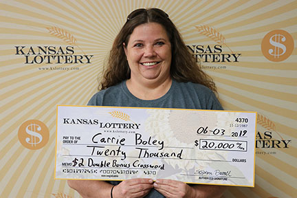 Carrie Boley of Pratt won $20,000 on $2 Double Bonus Crossword